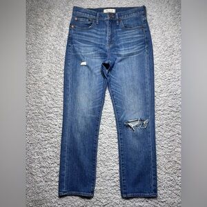 Madewell Jeans Womens 27 Straight Cropped Distressed Roger High RIse Denim Party